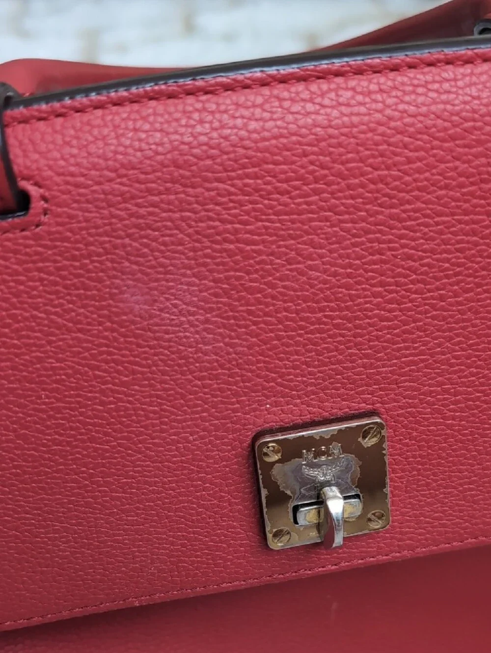 MCM Authentic Red Leather Fontanellas Park Ave Milla Convertible Backpack